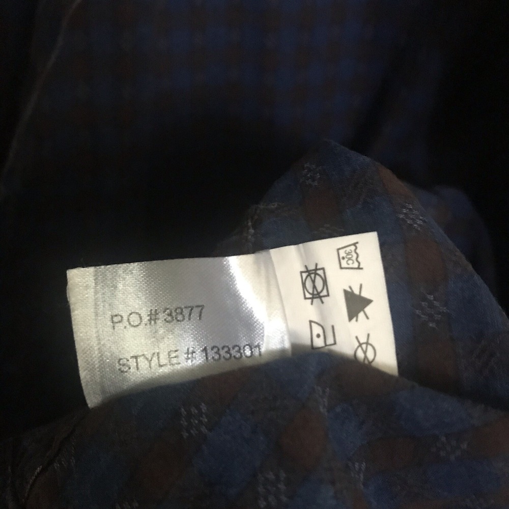 Carbon2Cobalt Shirt XL Mens Blue Brown Plaid Check Button Up Cotton Long Sleeve - Picture 4 of 11